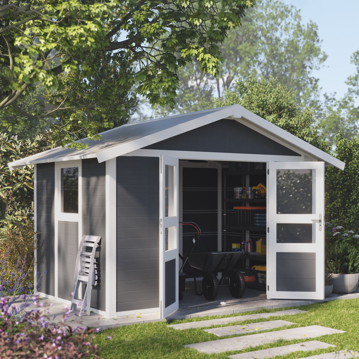 Abri de jardin 7,5 m² PMMA gris Déco