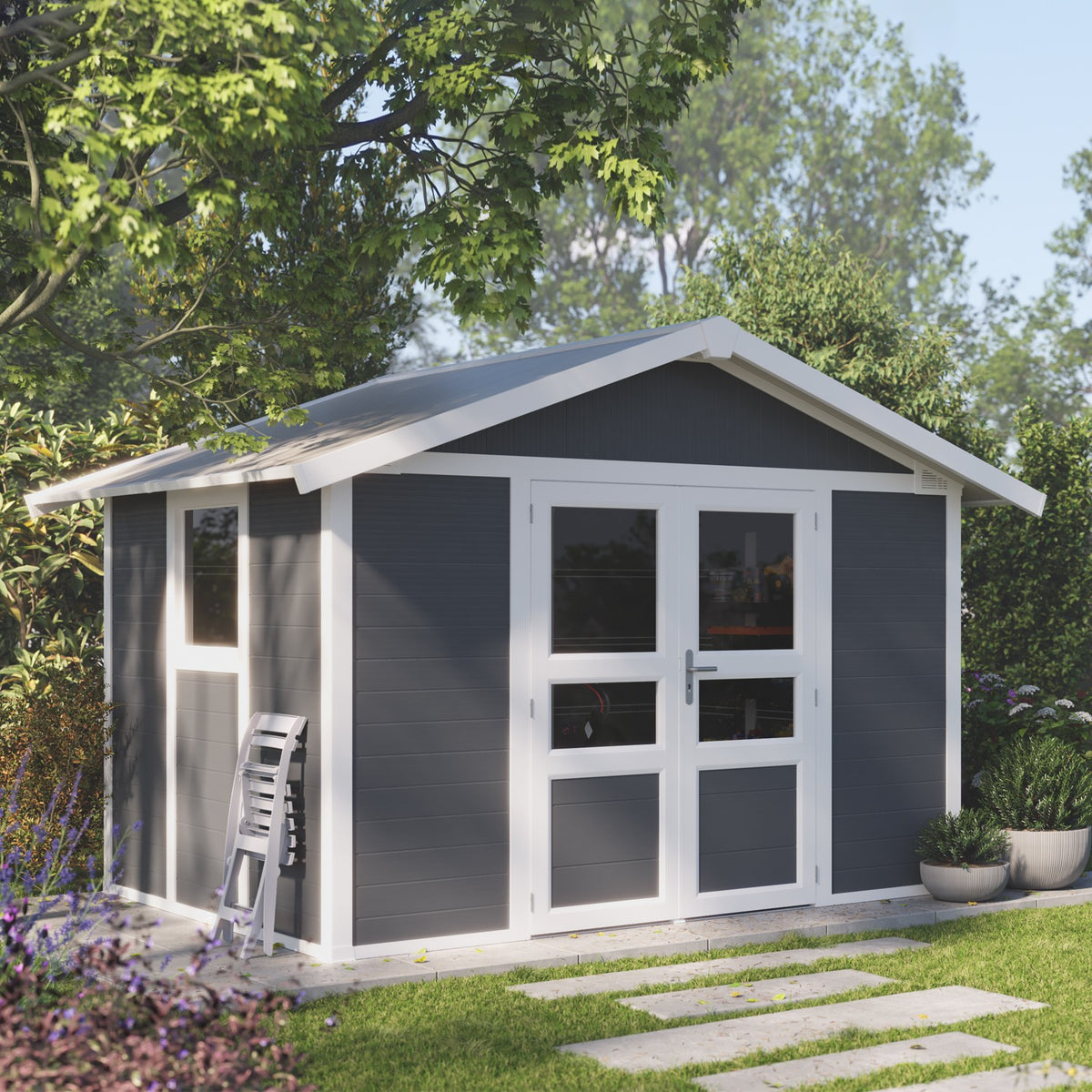 Abri de jardin 7,5 m² PMMA gris Déco