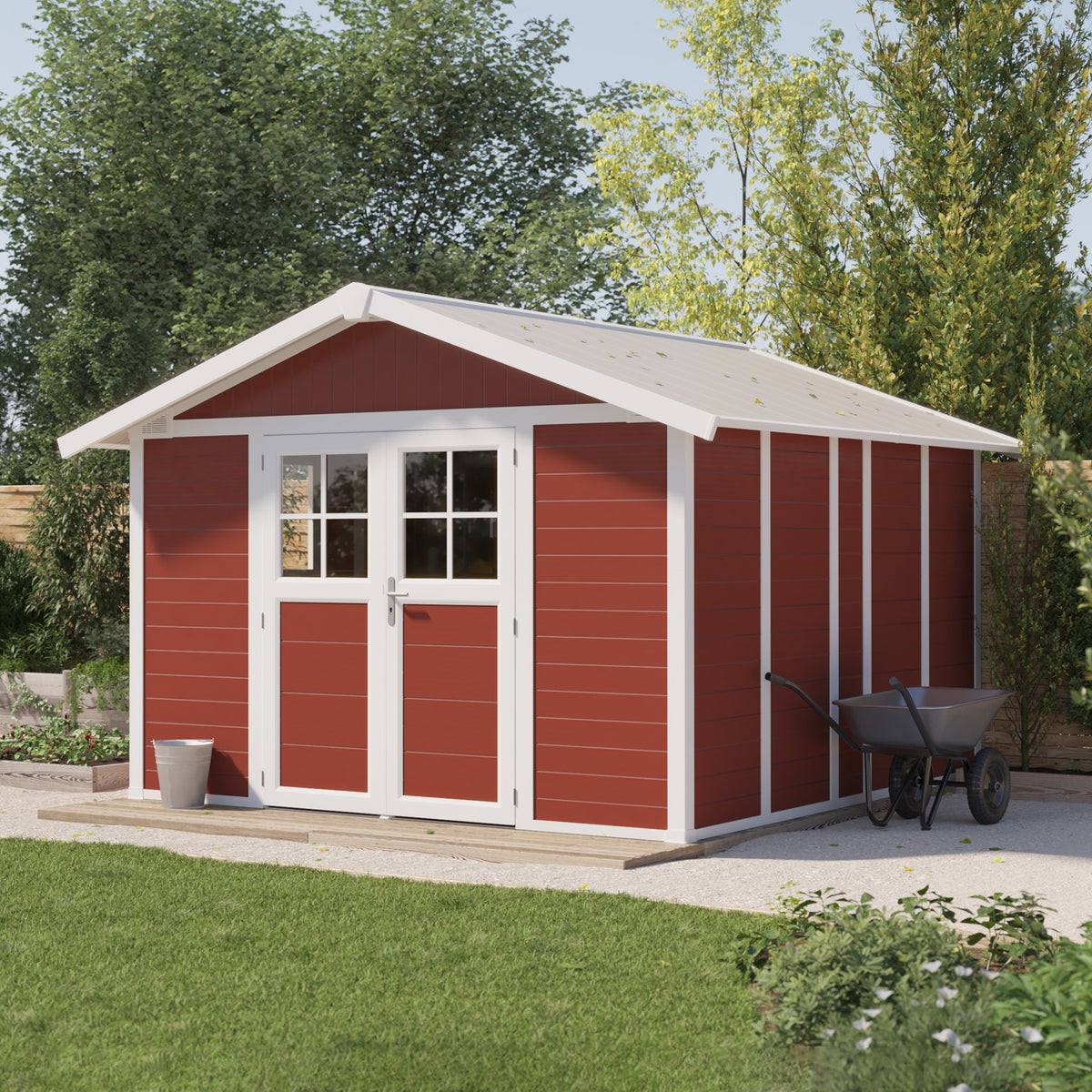 Abri de jardin 11 m² rouge brique Déco