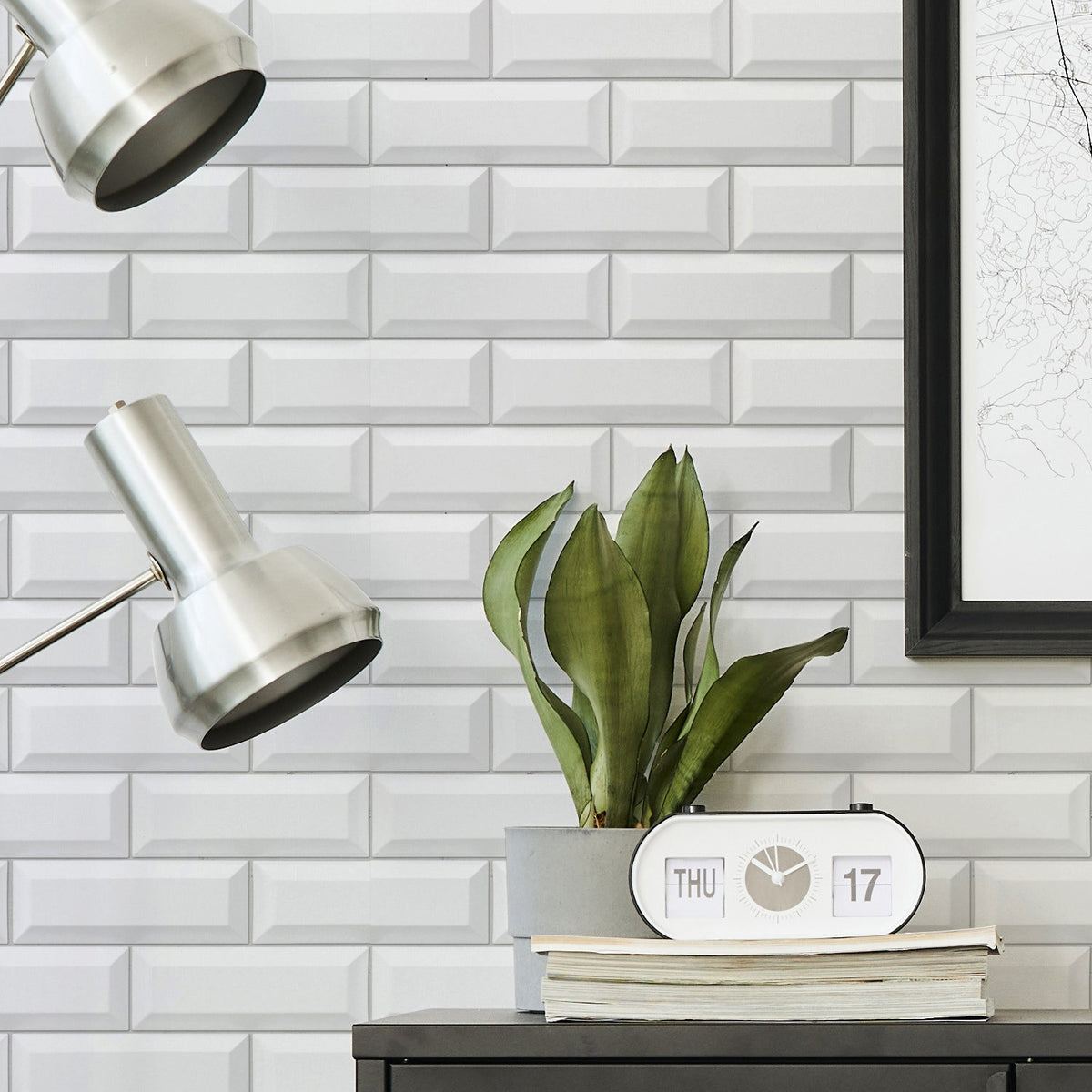 Revêtement Element 3D Métro white tile