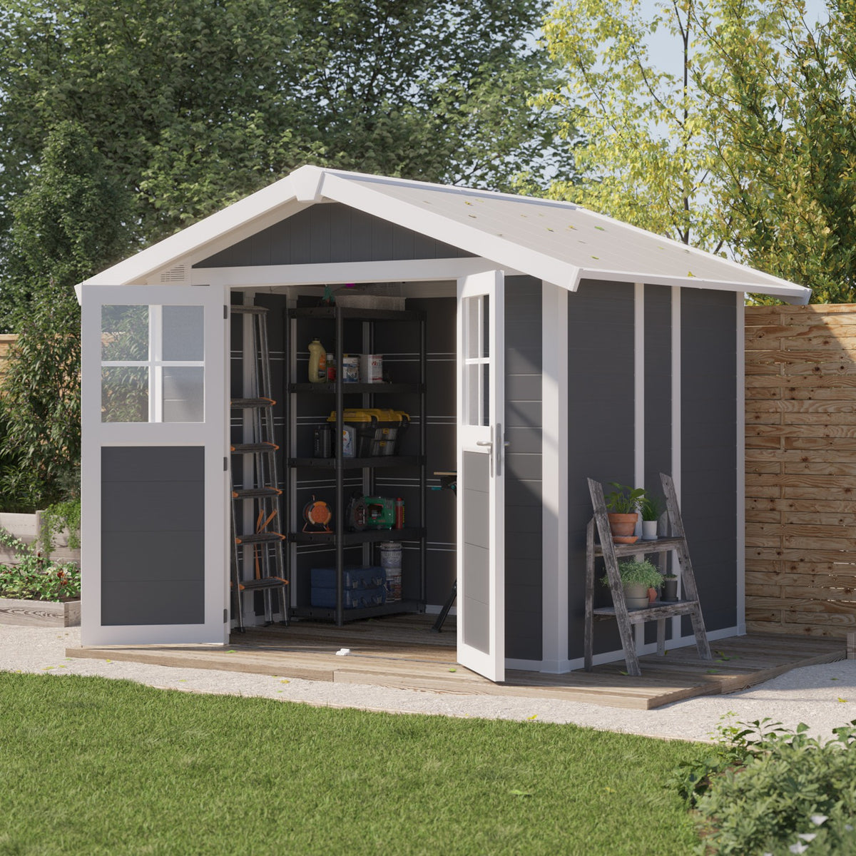Abri de jardin 4,9 m² PMMA gris foncé Déco