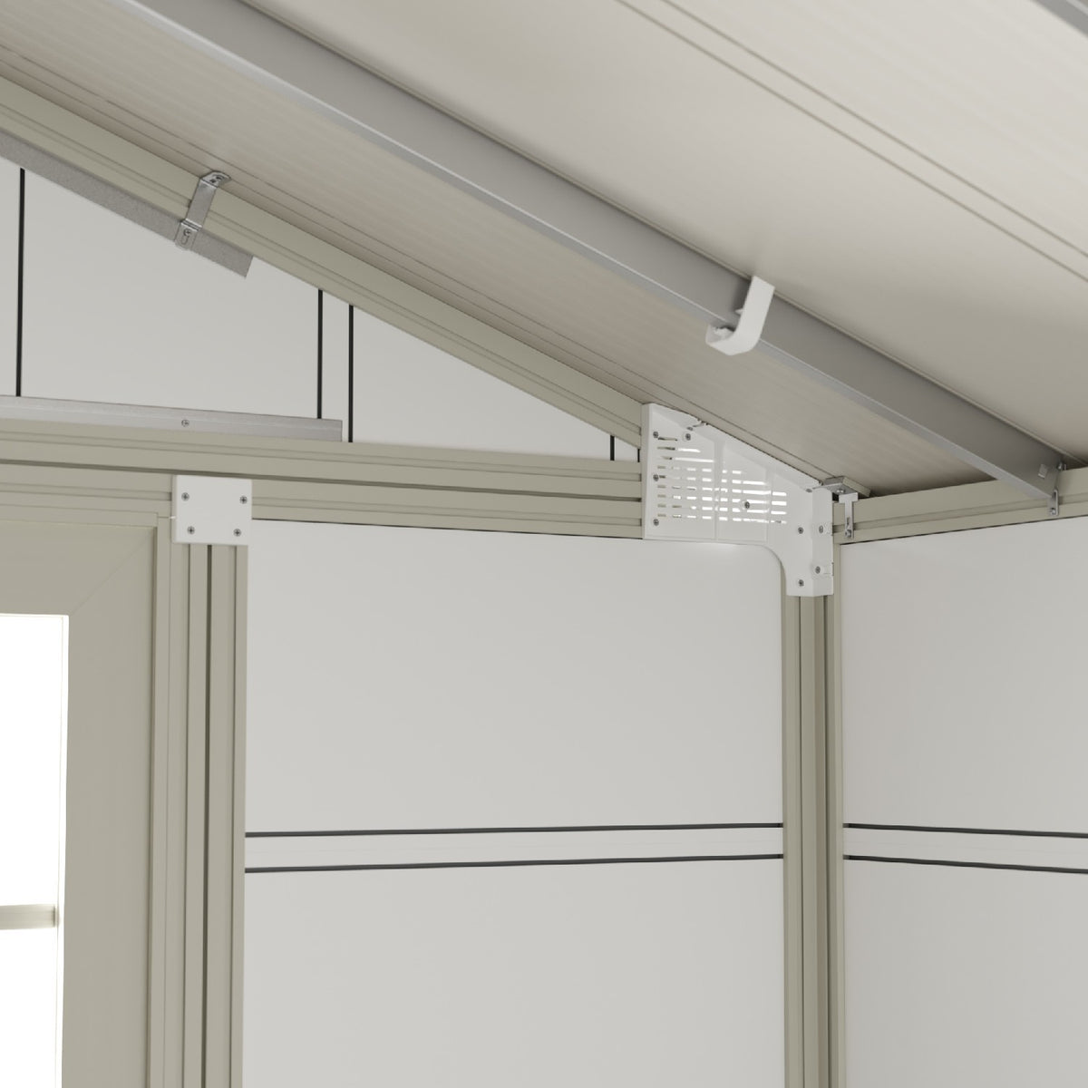 Abri de jardin 7,5 m² blanc - gris_vert Déco
