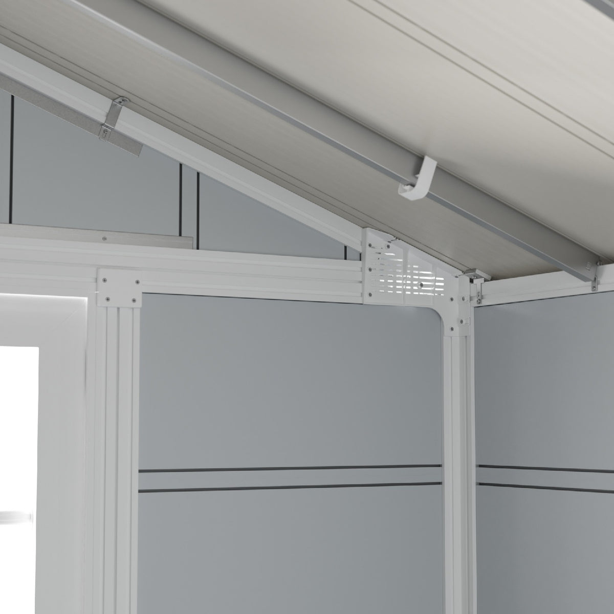 Abri de jardin 7,5 m² gris clair Déco