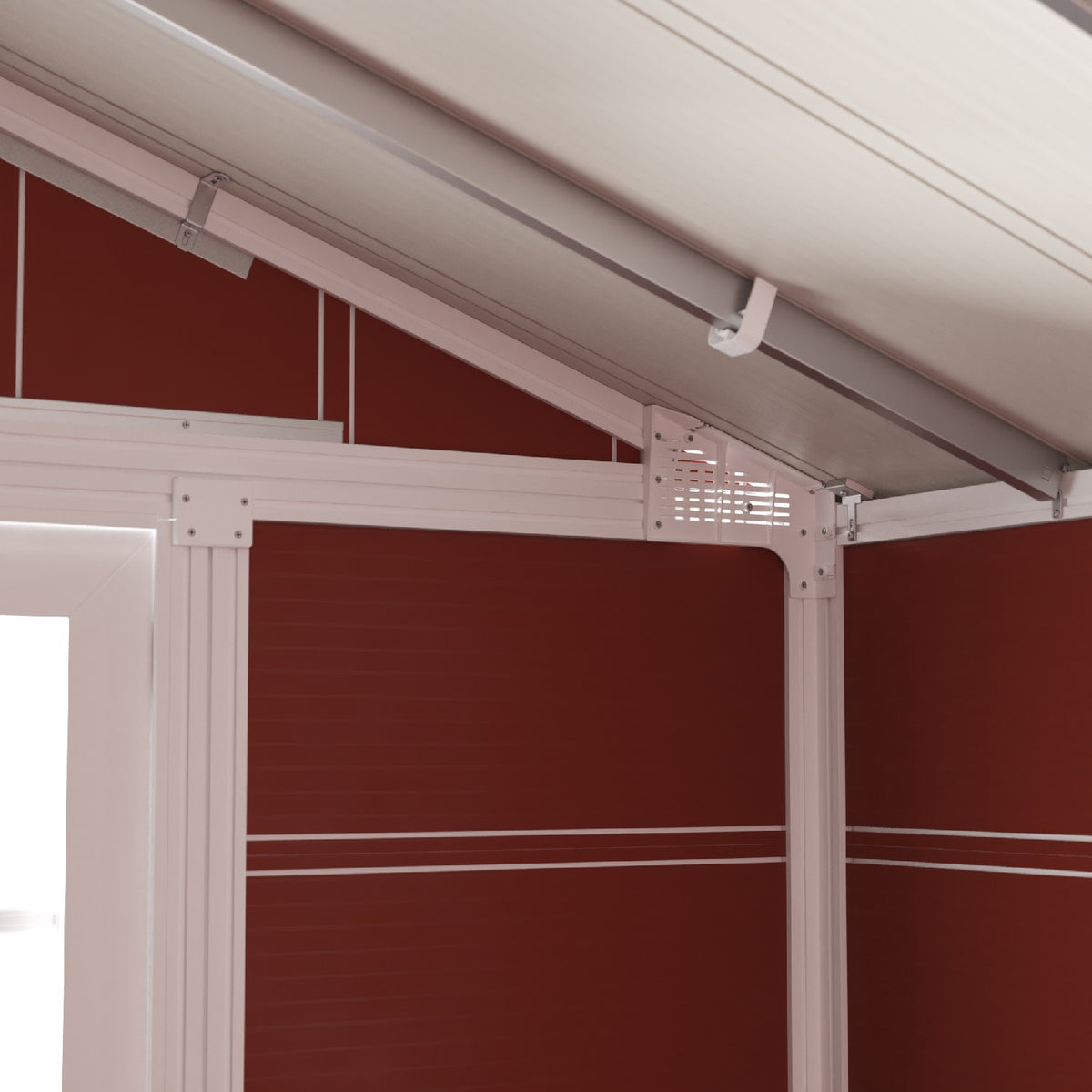 Abri de jardin 7,5 m² PMMA rouge Déco