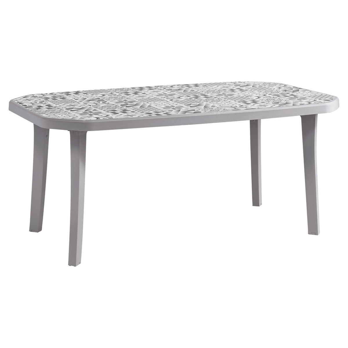 Lot table Carreaux de ciment 165 x 100 + 6 chaises Vegetal gris Platinium