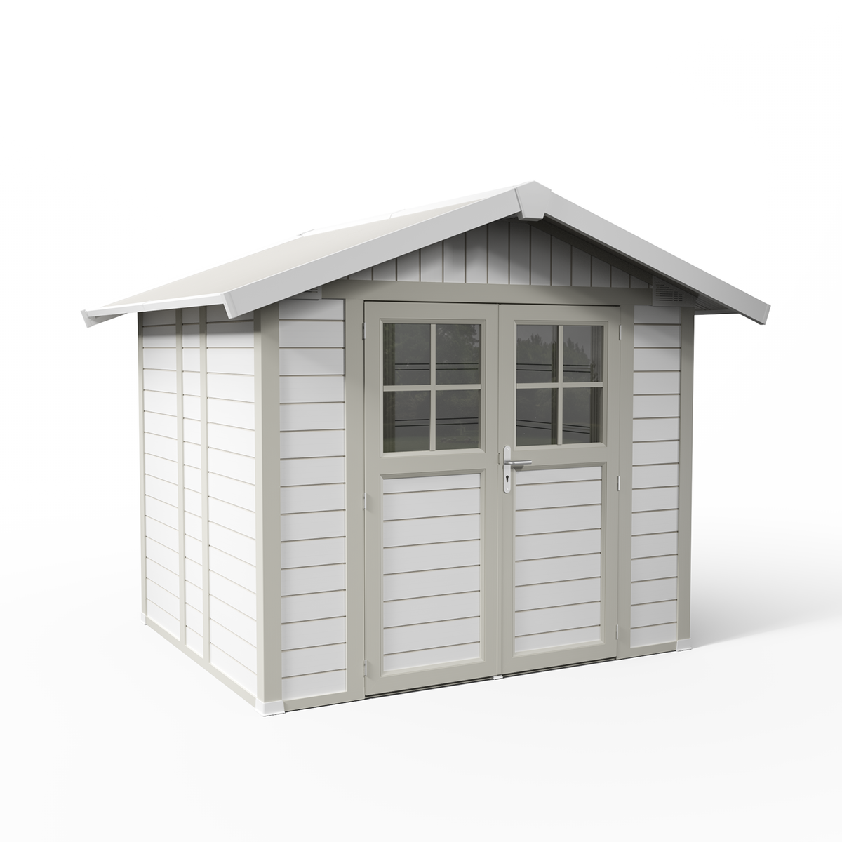 Abri de jardin 4,9 m² blanc - gris_vert Déco