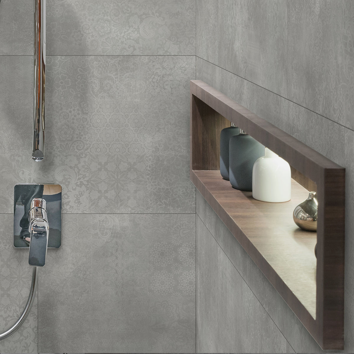Dalles murales Gx Wall+ 45x90 cm Gray Cement flower