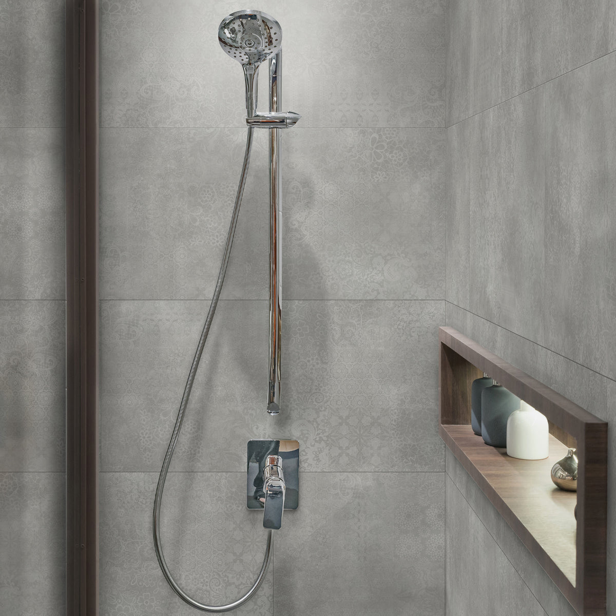 Dalles murales Gx Wall+ 45x90 cm Gray Cement flower